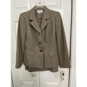 NWT Le Suit Petite 12 Jacket and Skirt Women's 12P Coat Work Suit Brown Outfit